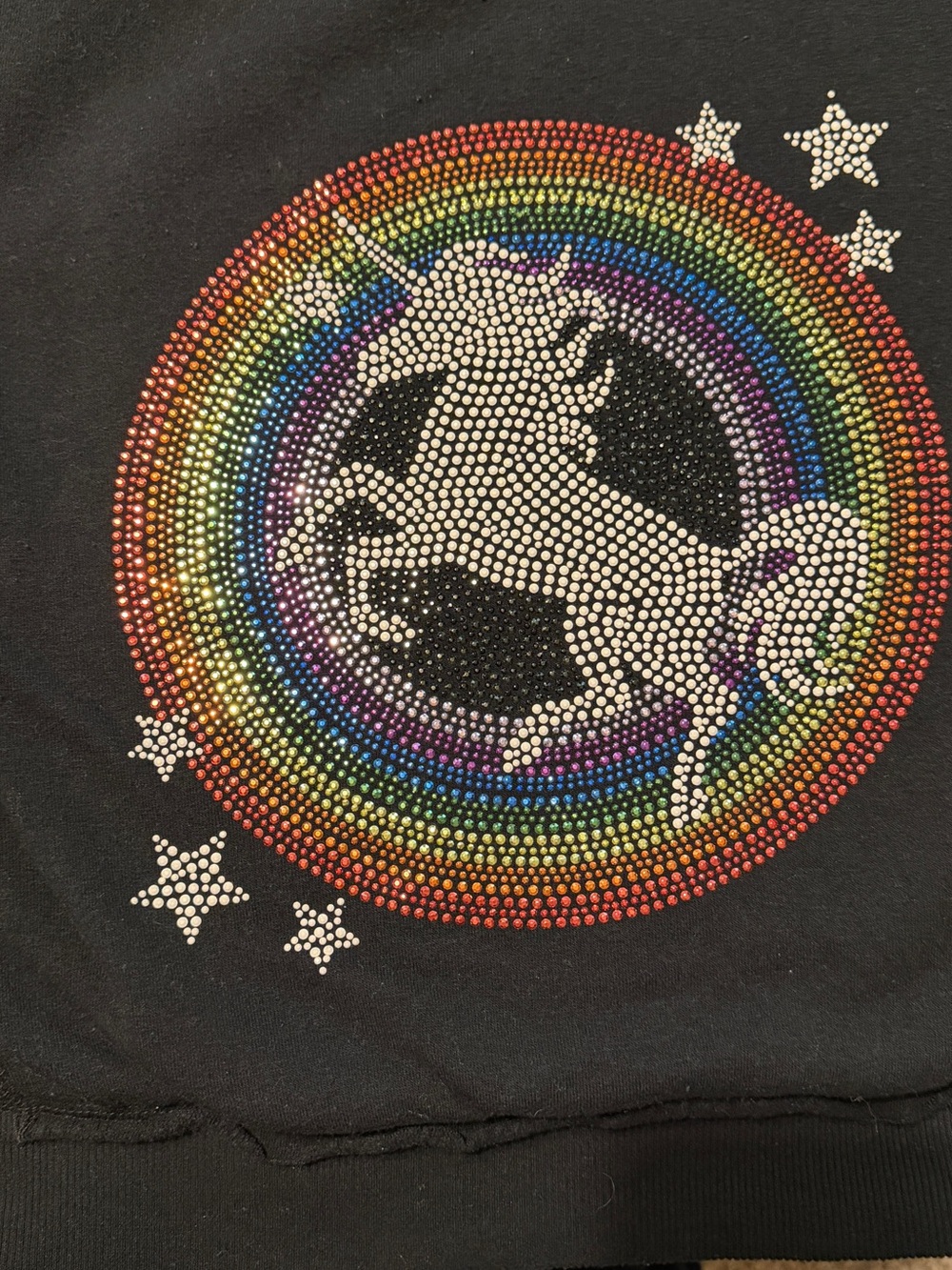 Butter Black Unicorn Rainbow Rhinestone Hoodie Sweatshirt reversible